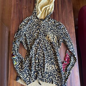 Ed Hardy Black and Gold Leopard Hoodie